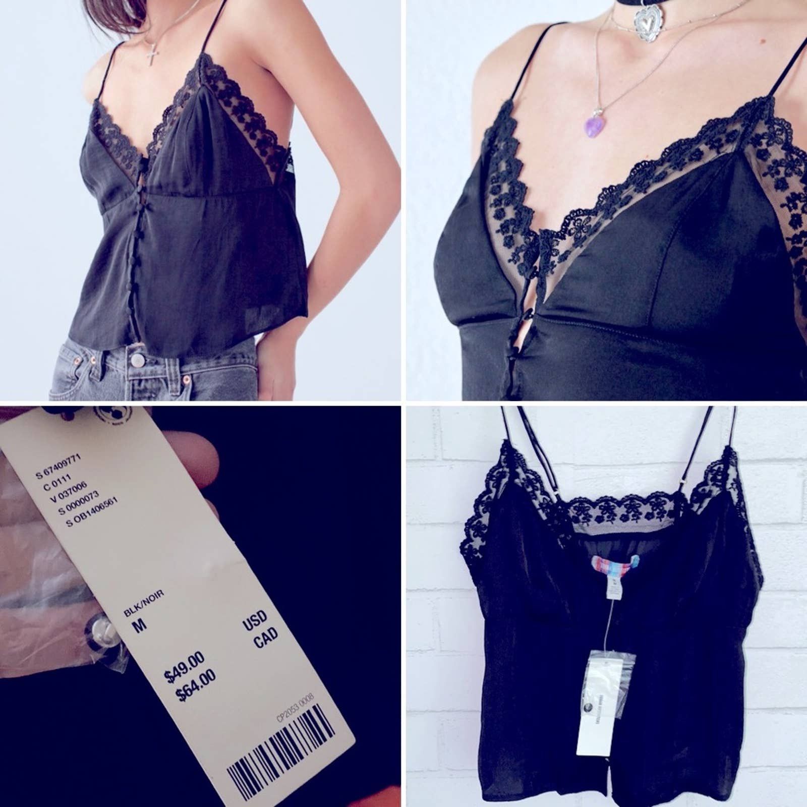 Urban Outfitters NEW $50 UO Urban Outfitters Blk Dinner & Drinks Cami NWT  Med