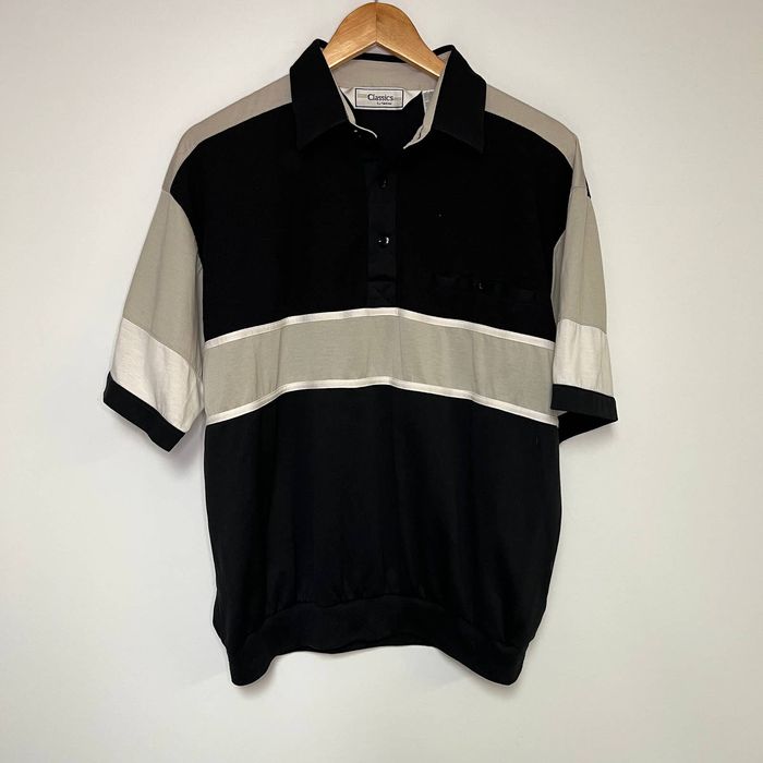 Vintage Vintage Polo Shirt Classics 90s Dress Shirt Black White Tan ...