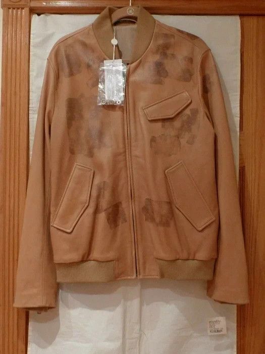 MAISON MARTIN MARGIELA TAN BROW LEATHER JACKET ITALY