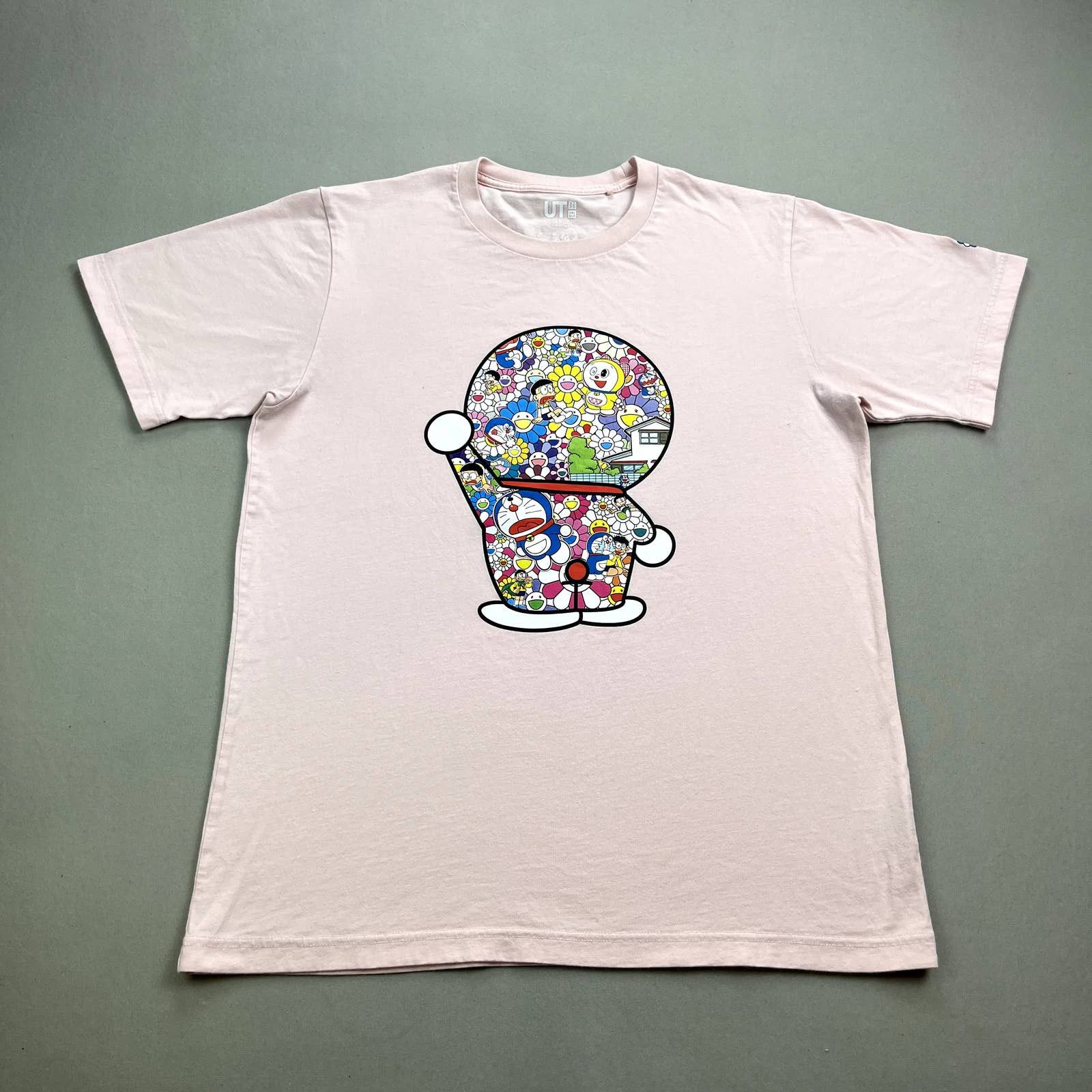 Uniqlo Doraemon Murakami TShirt Medium Pink Uniqlo Manga Cartoon Grailed