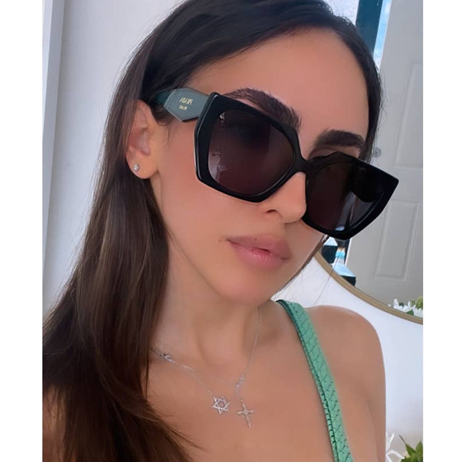 Prada NEW Prada PR15WS Cat Eye Sunglasses in Black Polarized