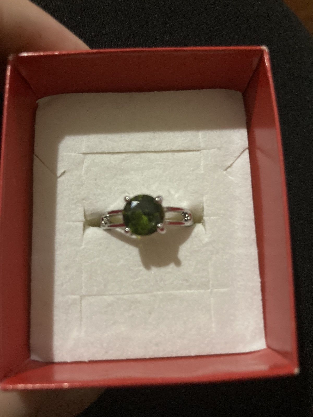 Jewelry Silver plated and green jewelled ring Size ONE SIZE - 2 Thumbnail
