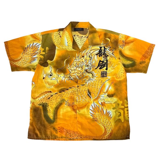 Vintage Chinese Dragon Vintage Big Shirt Gold | Grailed