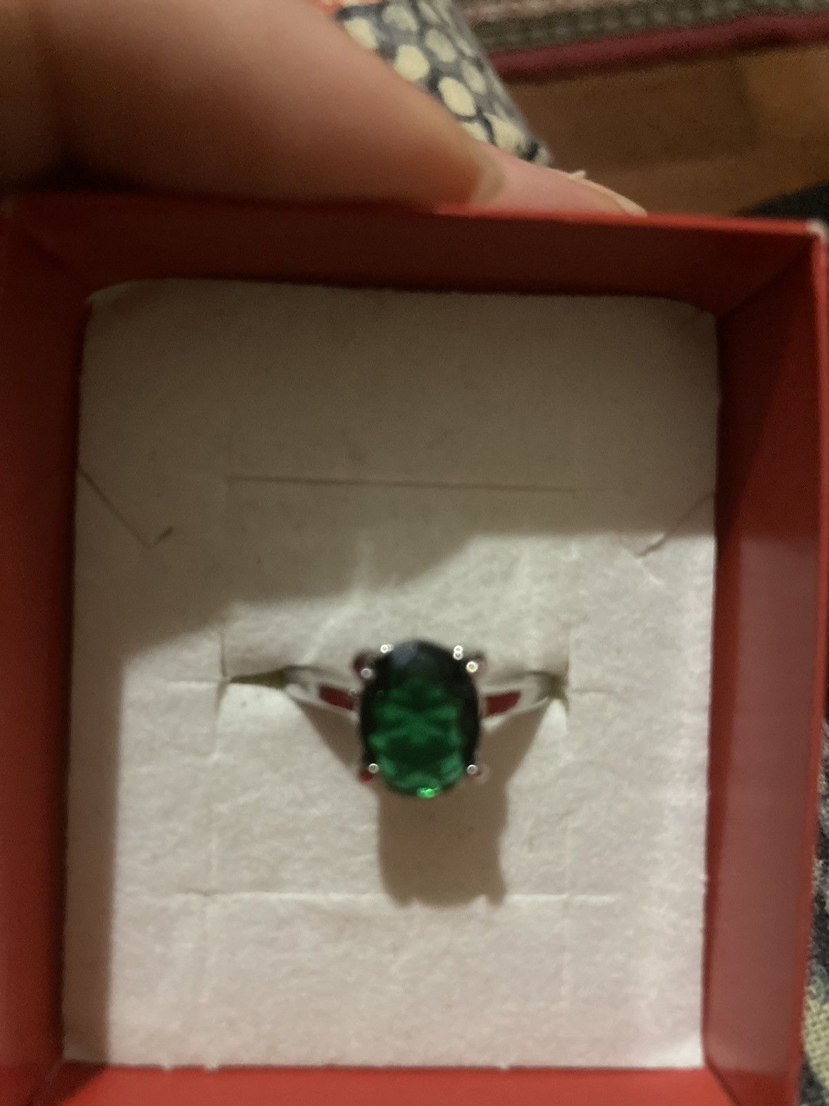 Jewelry Silver plated and green jewelled ring Size ONE SIZE - 2 Thumbnail