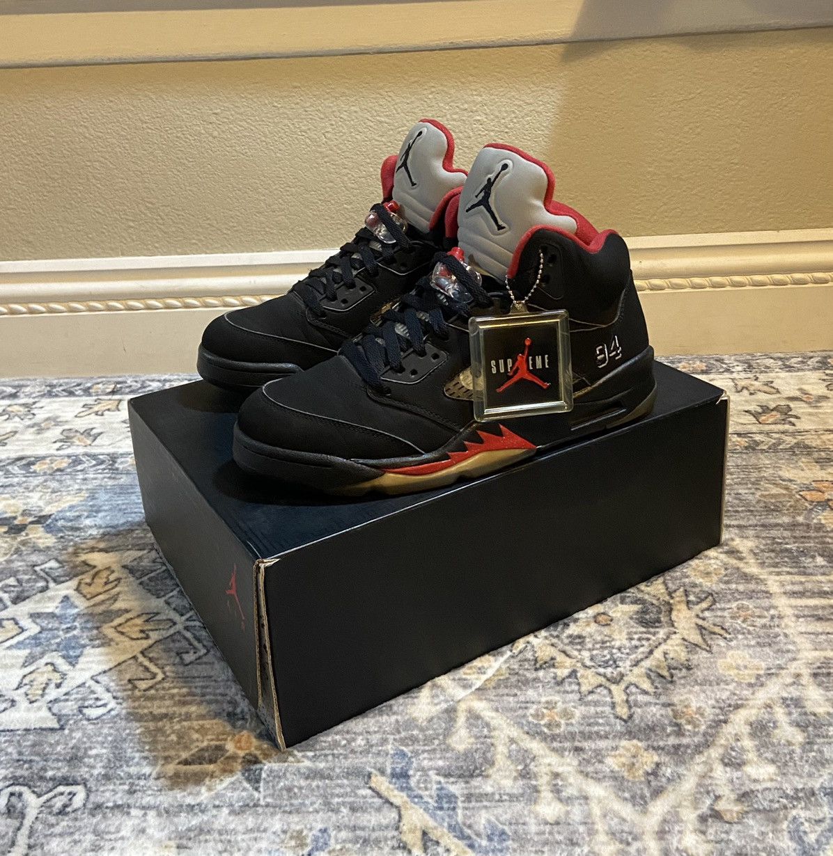 image of Jordan Supreme Jordan 5S Shoes in Black, Men's (Size 9)