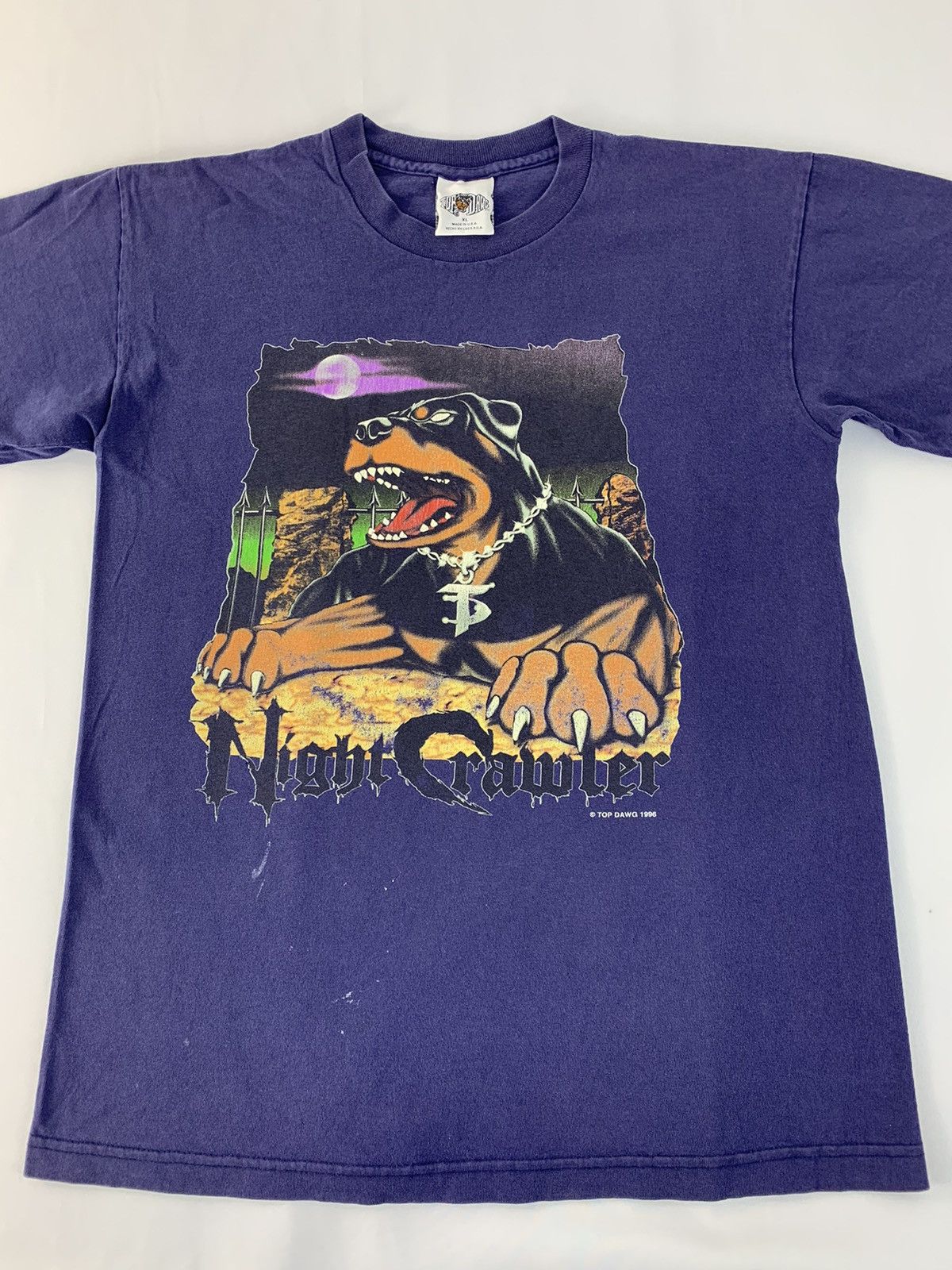 Rap Tees × Top Dawg Entertainment × Vintage 90s Top Dawg 96 Night Crawler Rotweiler Dog Rap Tees Size US M / EU 48-50 / 2 - 2 Thumbnail