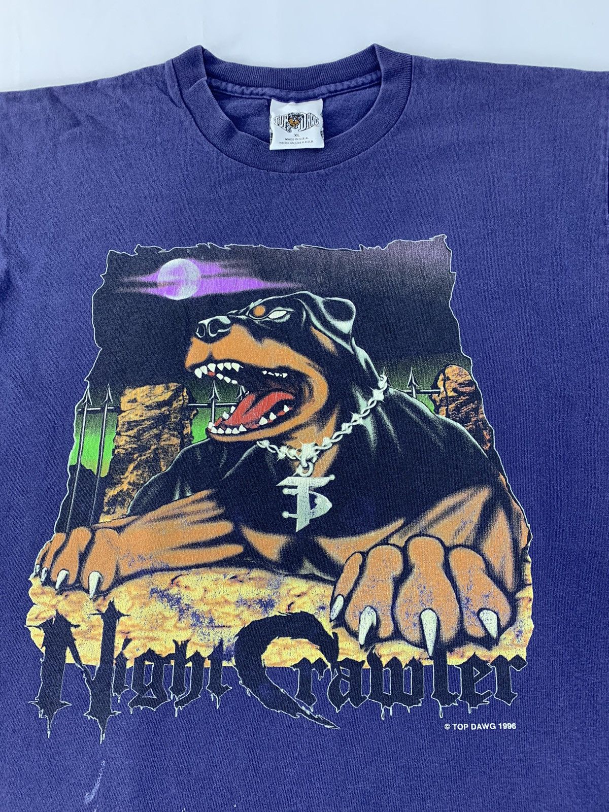 Rap Tees × Top Dawg Entertainment × Vintage 90s Top Dawg 96 Night Crawler Rotweiler Dog Rap Tees Size US M / EU 48-50 / 2 - 3 Thumbnail