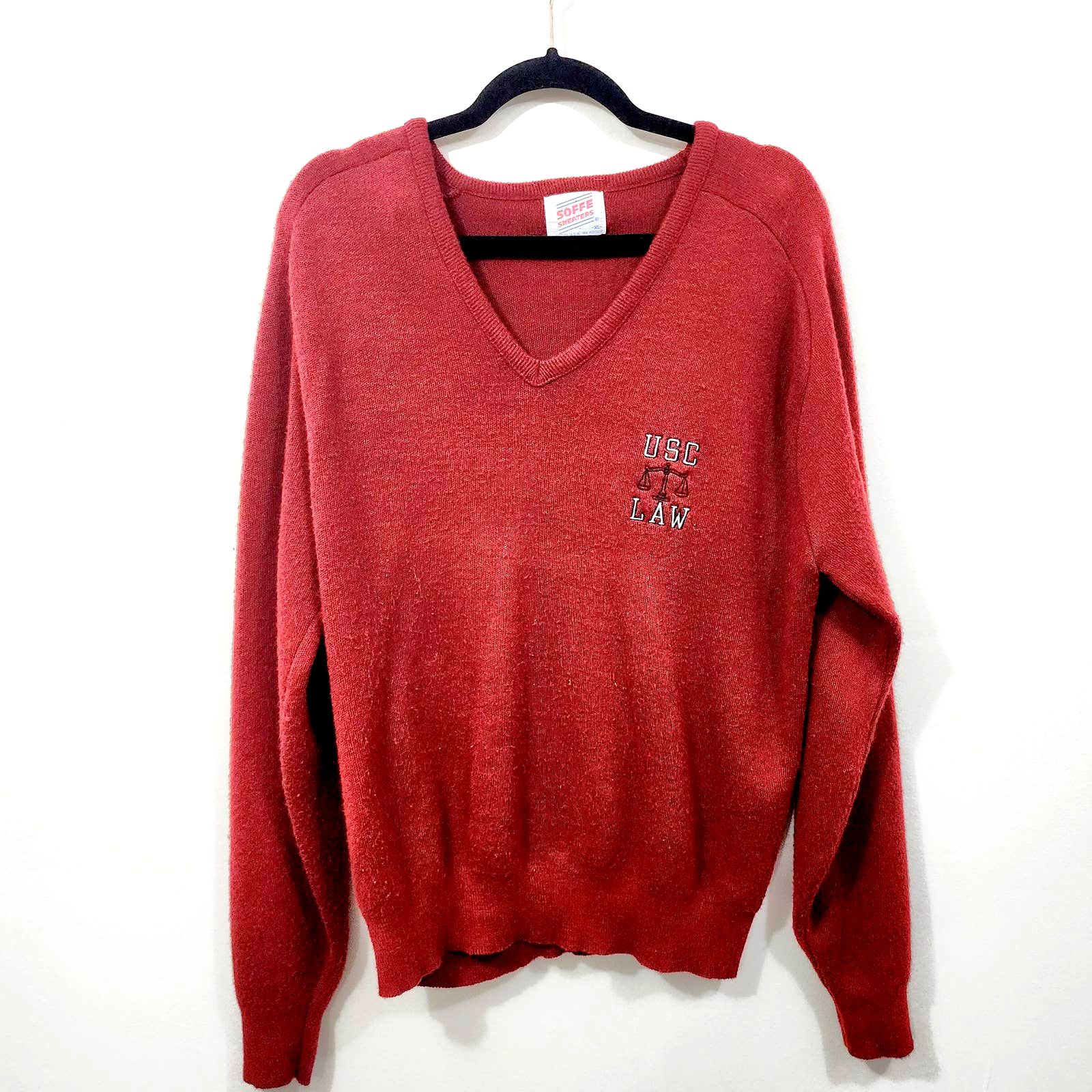 USC Law University Vintage Wool V-neck Pullover Sweater XL