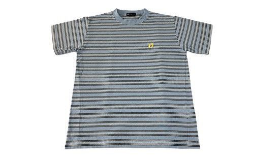 image of 90's Hang Ten Crewneck Stripes Embroidery Logo Tee, Men's (Size Large)