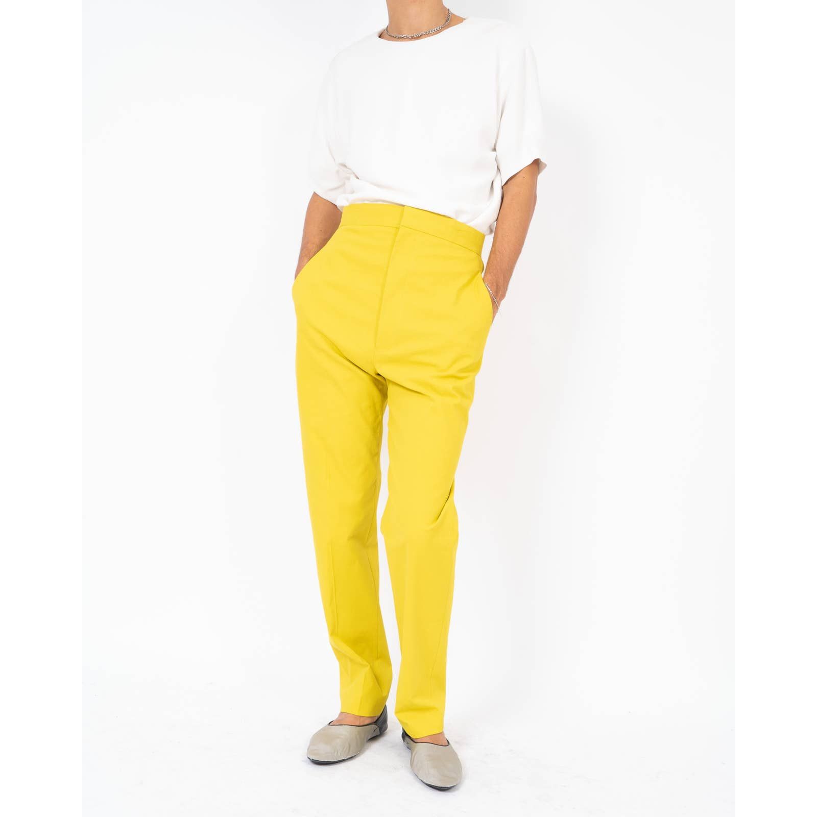Haider Ackermann SS19 Yellow Highwaisted Cotton Trousers Size US 31 - 2 Thumbnail