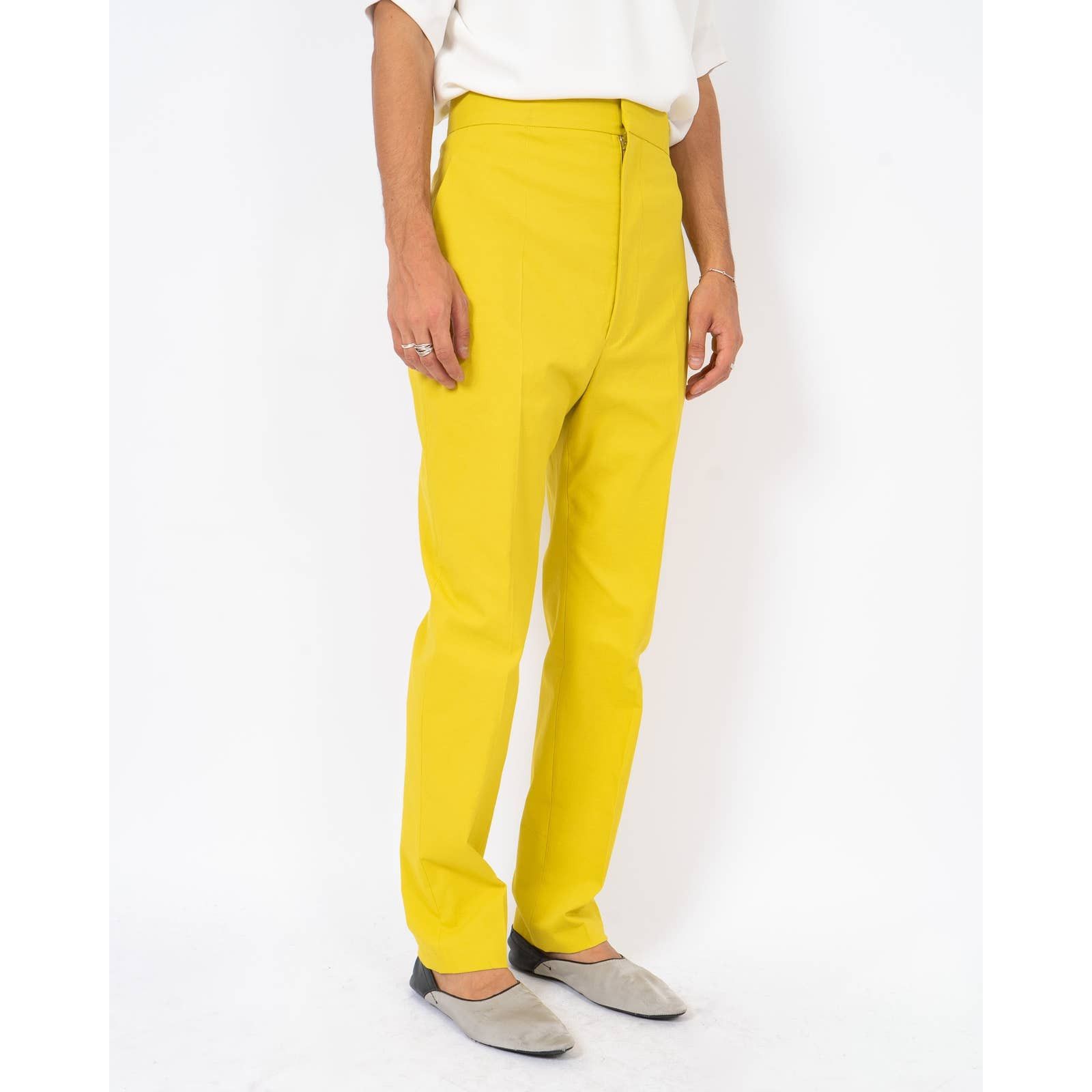 Haider Ackermann SS19 Yellow Highwaisted Cotton Trousers Size US 31 - 3 Thumbnail