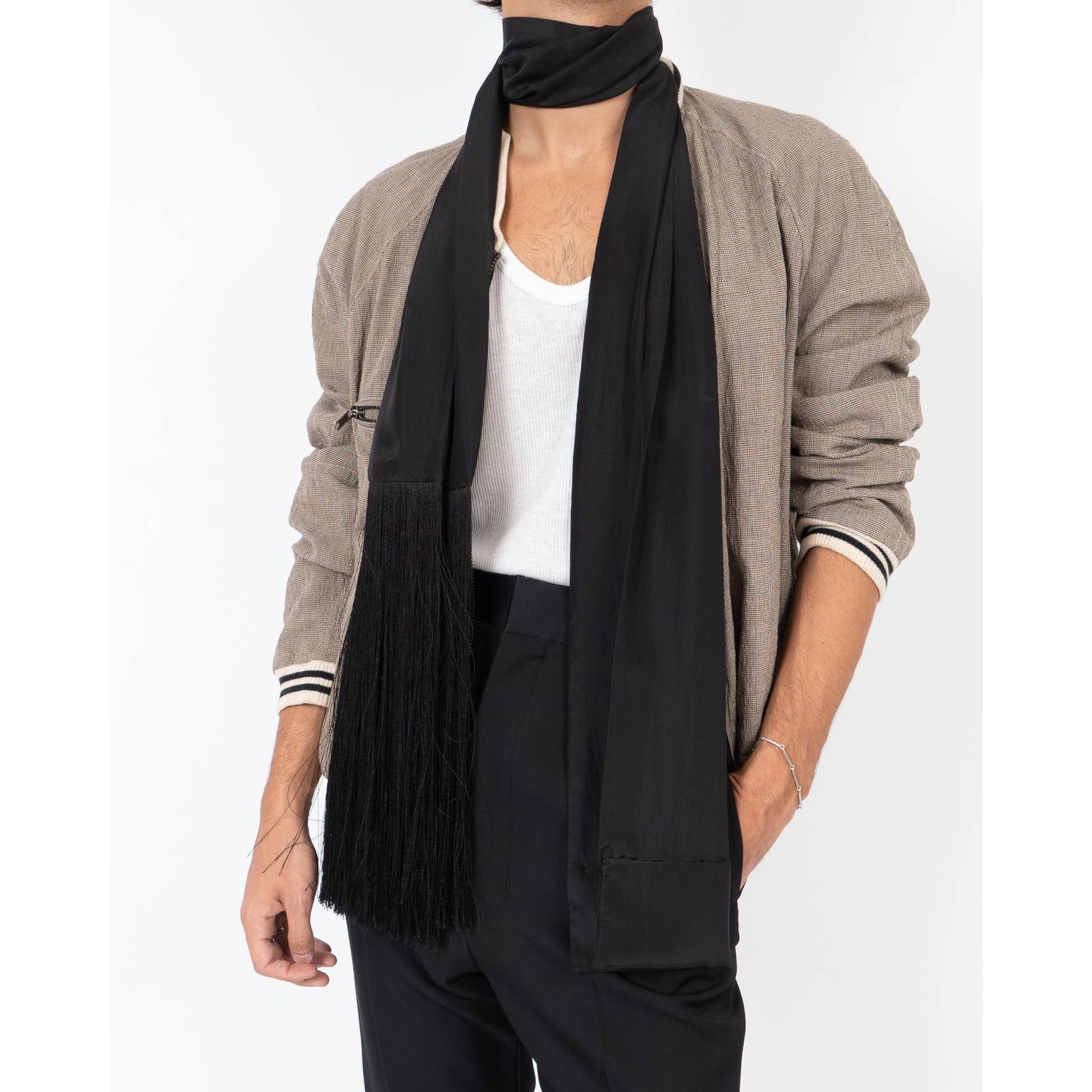 Haider Ackermann SS14 Black Fringed Scarf Size ONE SIZE - 2 Thumbnail