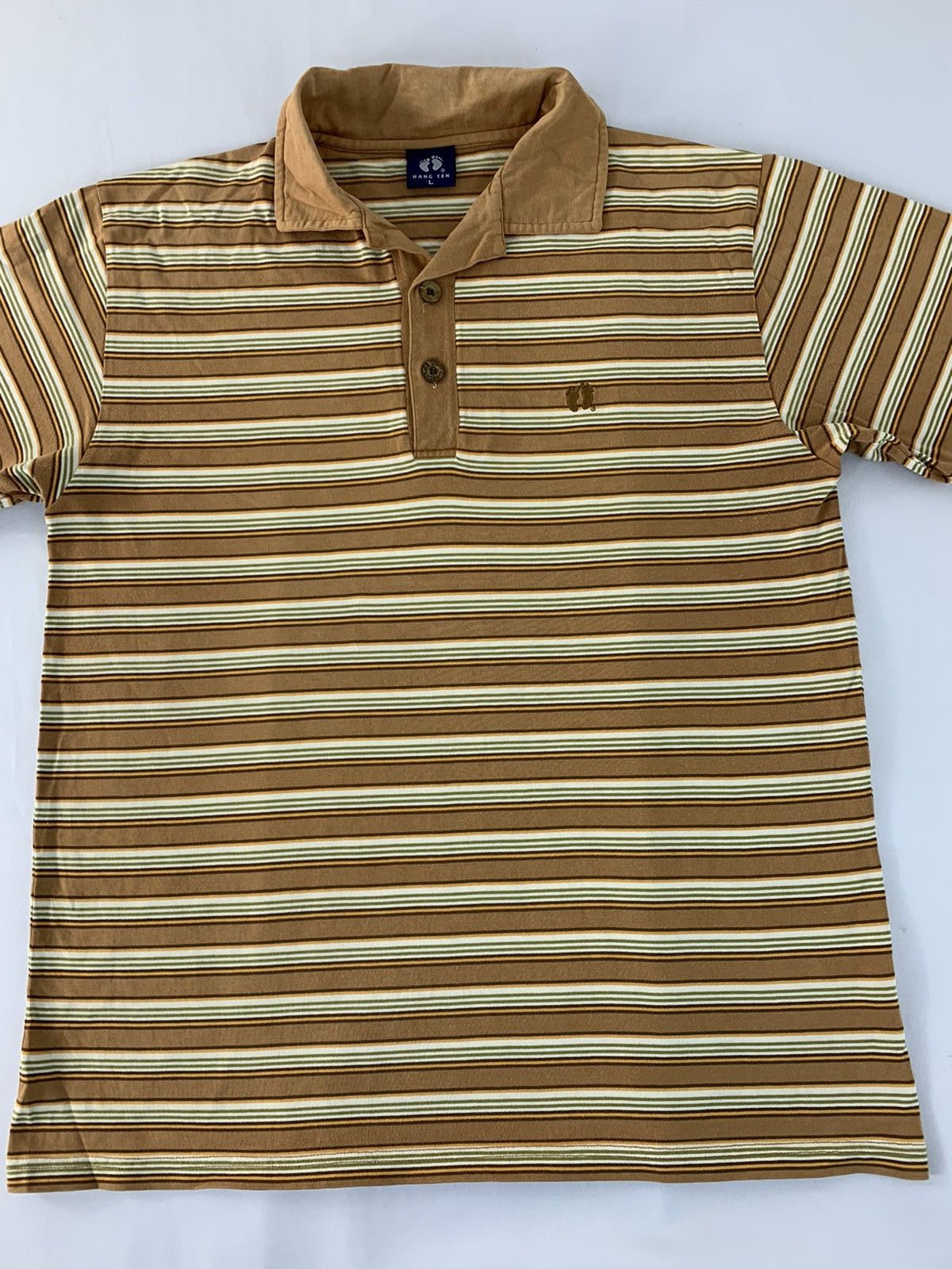 Hang Ten 90s Hang Ten Single Pocket Striped Design Polo Tee Size US L / EU 52-54 / 3 - 3 Thumbnail
