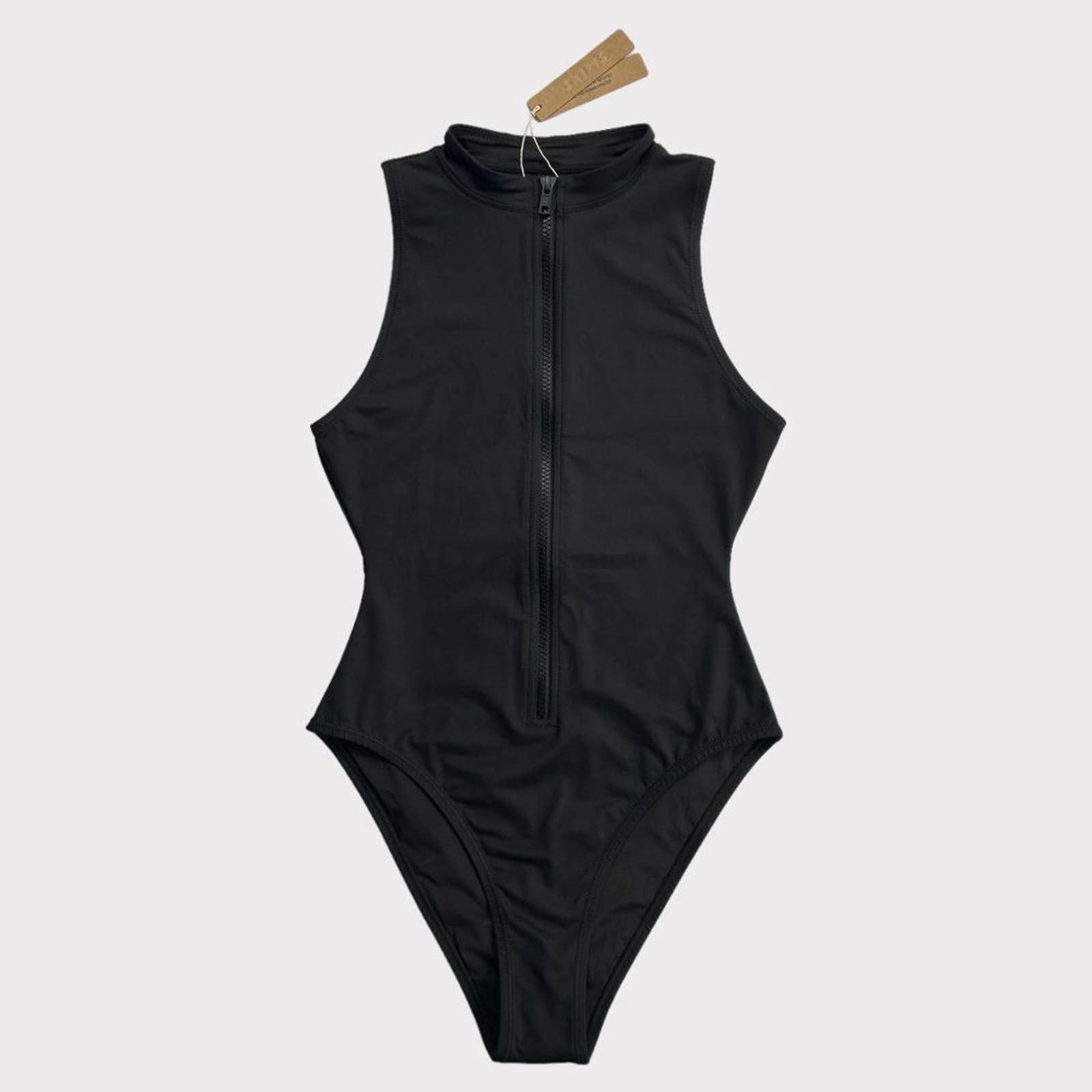 SKIMS SKIMS Swim Zip Front Sleeveless One Piece In Onyx Size Small ...