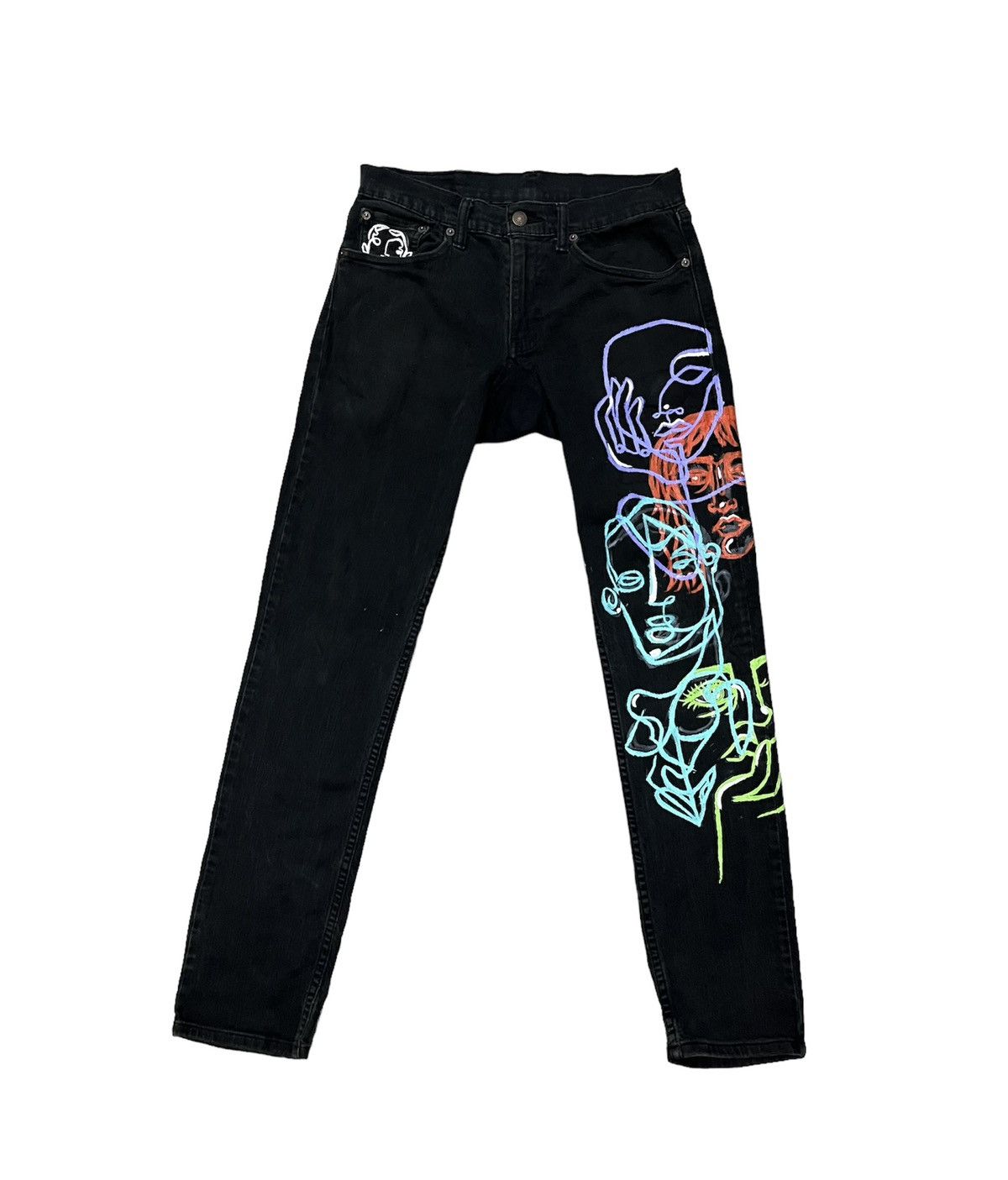 Levi's Superblack Levis 511 Custom made painted jeans Size US 30 / EU 46 - 1 Thumbnail