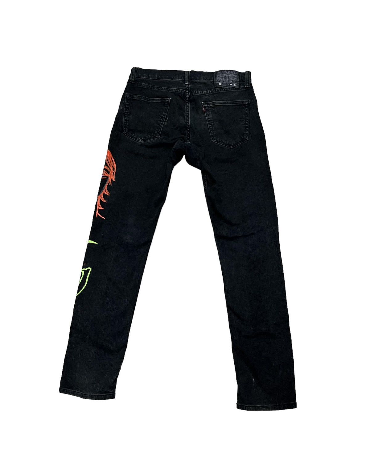 Levi's Superblack Levis 511 Custom made painted jeans Size US 30 / EU 46 - 5 Thumbnail