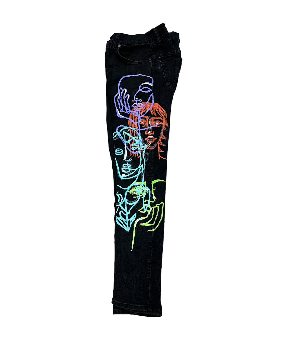 Levi's Superblack Levis 511 Custom made painted jeans Size US 30 / EU 46 - 3 Thumbnail
