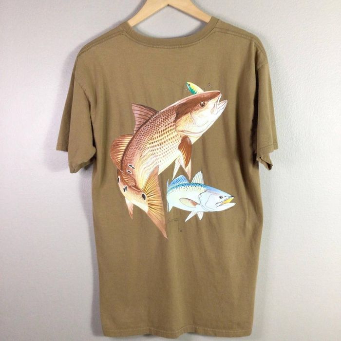 Guy Harvey Classic Guy Harvey Fishing Bass T Shirt Khaki Large Grailed