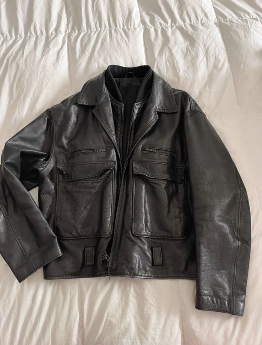 Pre-owned By Raf Simons Leather Bomberjacket In Black