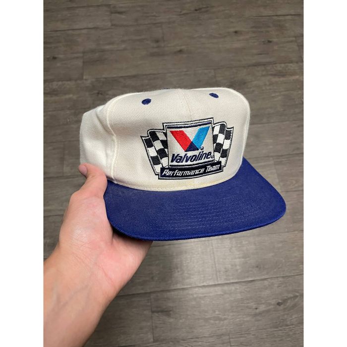 Vintage Vintage Valvoline Racing Hat 90s White Blue Nascar Back Hit ...