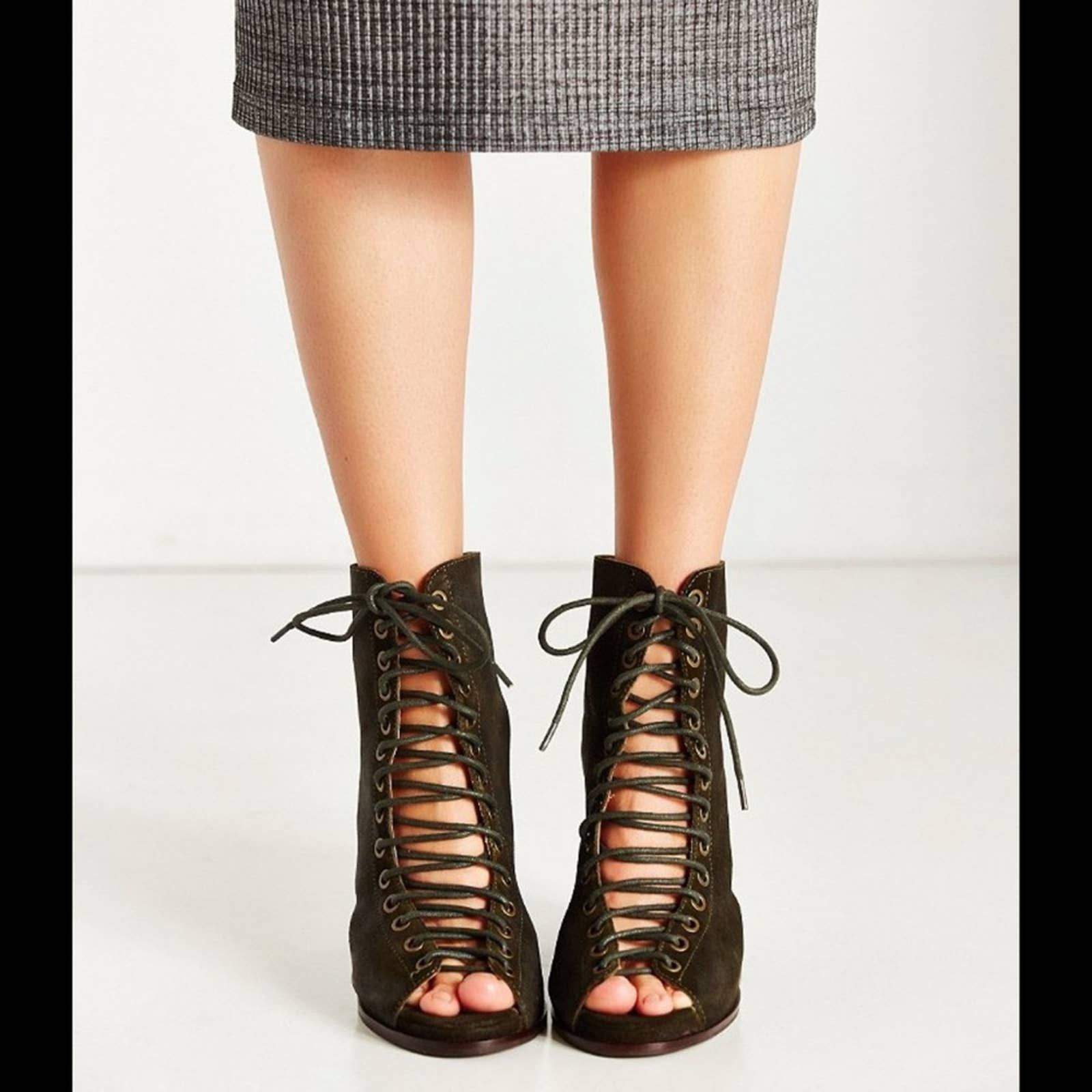 Jeffrey Campbell Jeffrey Campbell CORS Black Lace Up Peep Toe boots Size 10 Grailed