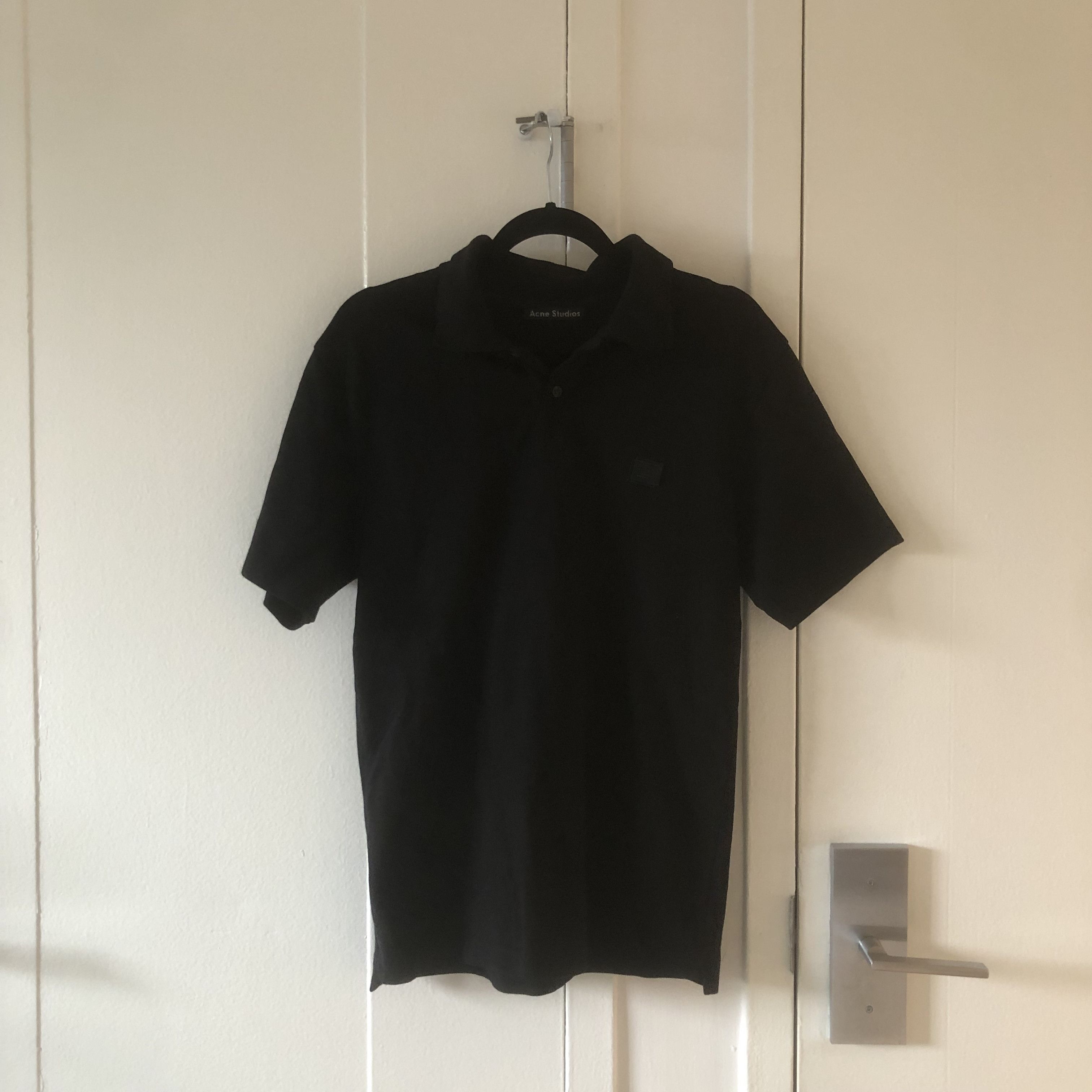 image of Acne Studios Face Logo Polo in Black, Men's (Size Small)