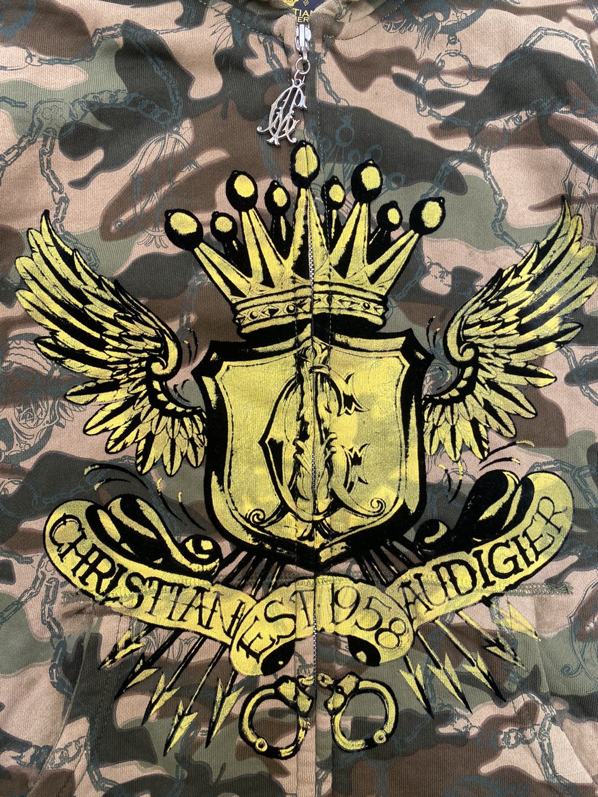 Christian Audigier Ed Hardy Christian Audigier Zip Up Hoodie Camo Army Skulls Size US XS / EU 42 / 0 - 4 Thumbnail