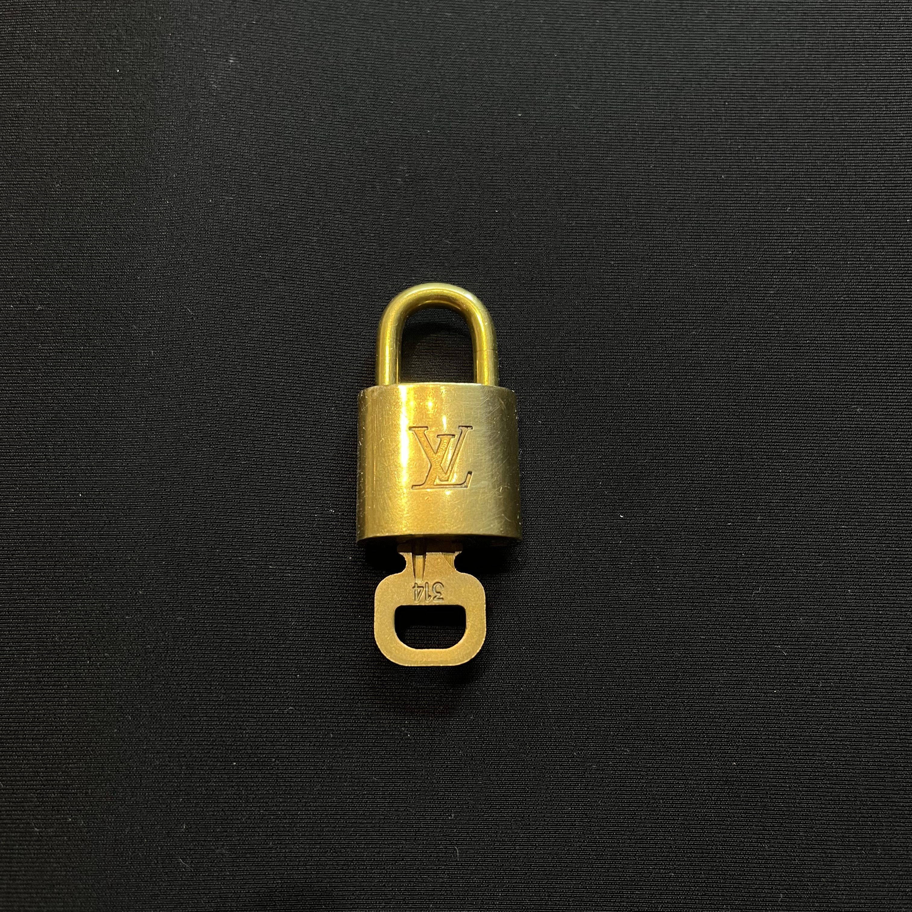 LOUIS VUITTON Brass Gold Padlock with Matching Key (LV Lock Number 314)