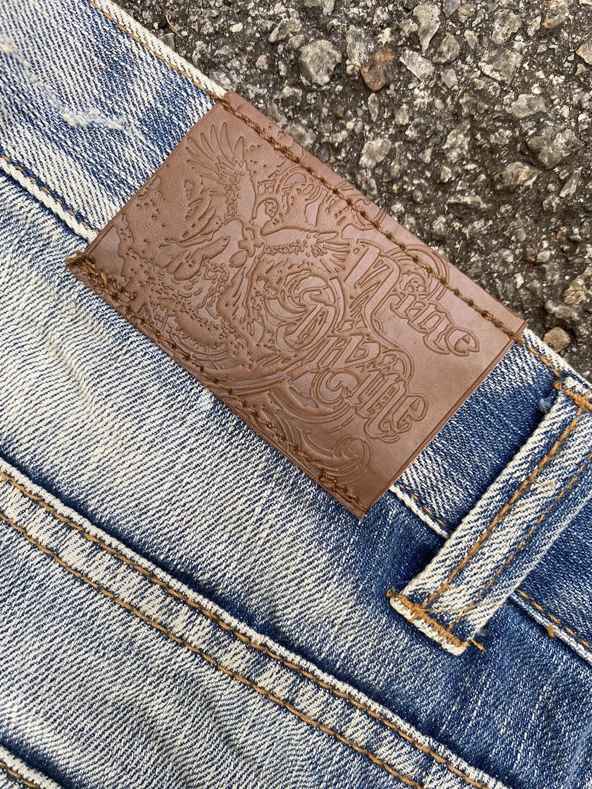 Japanese Brand Flare Jeans Double Waist Distressed Nine Devine Boot Cut Size US 32 / EU 48 - 7 Thumbnail