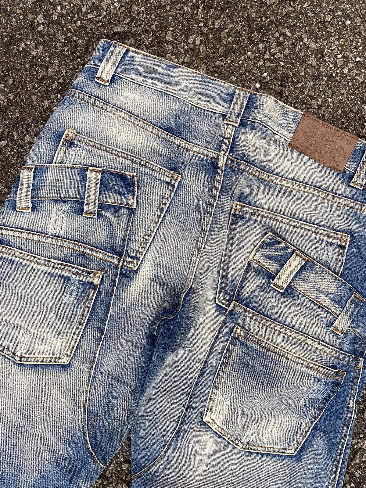 Japanese Brand Flare Jeans Double Waist Distressed Nine Devine Boot Cut Size US 32 / EU 48 - 4 Thumbnail
