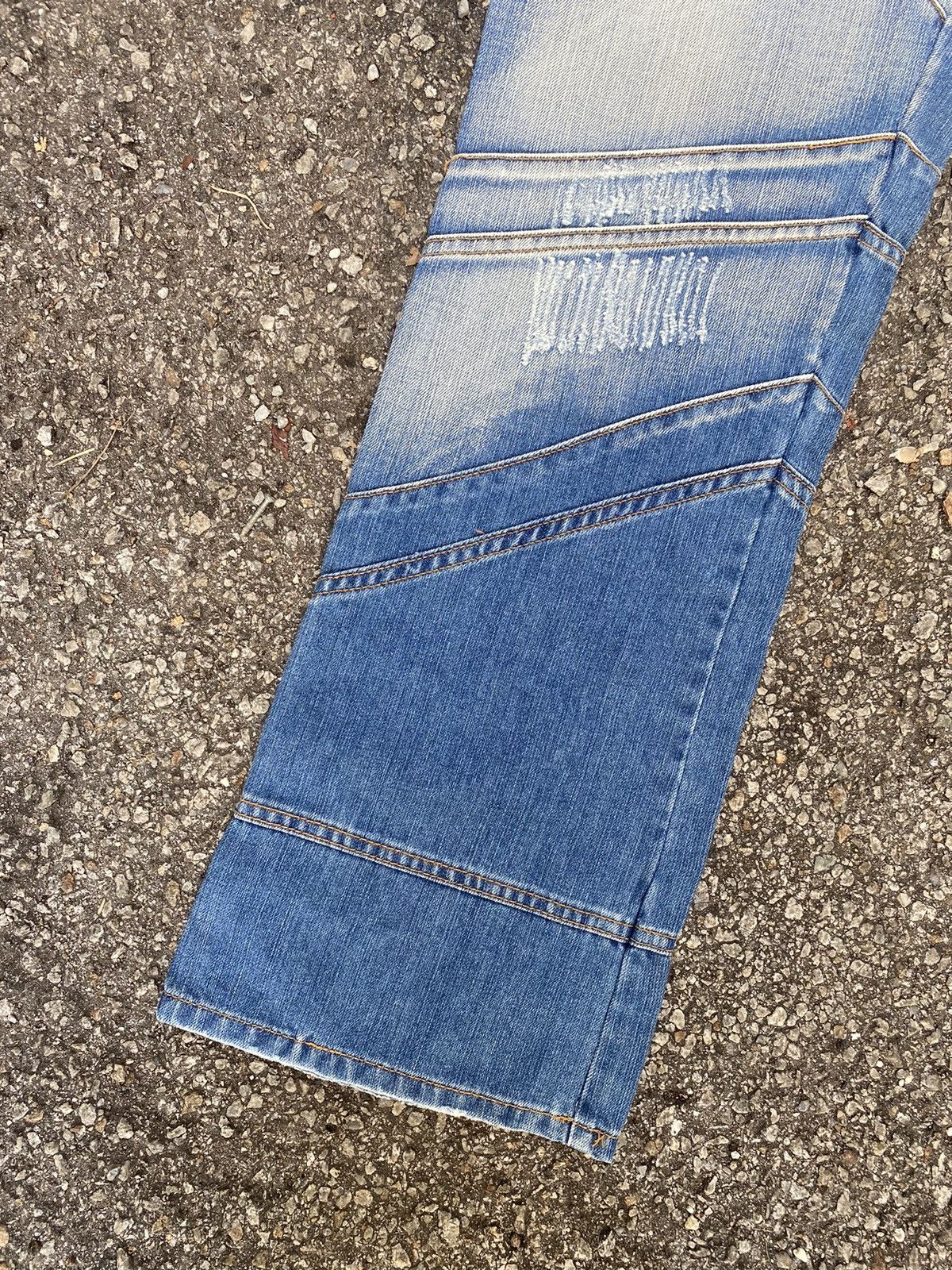 Japanese Brand Flare Jeans Double Waist Distressed Nine Devine Boot Cut Size US 32 / EU 48 - 5 Thumbnail