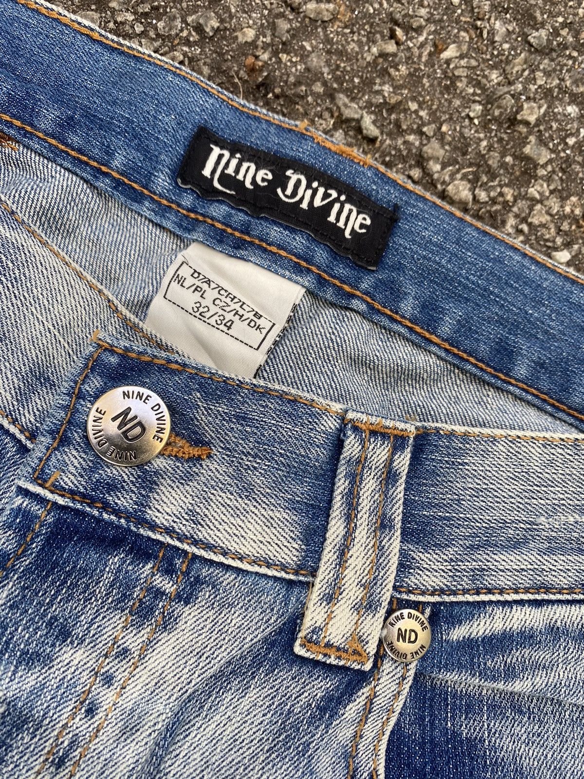 Japanese Brand Flare Jeans Double Waist Distressed Nine Devine Boot Cut Size US 32 / EU 48 - 6 Thumbnail