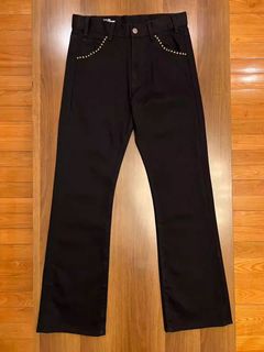 Celine Black Cotton & Silk Contrast Trim Detailed Flared Pants M