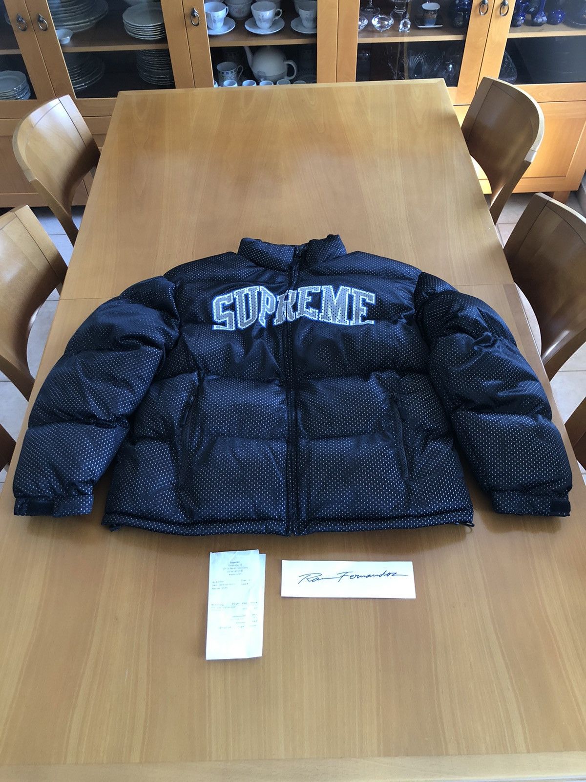 Supreme Supreme Mesh jersey puffer jacket black | Grailed