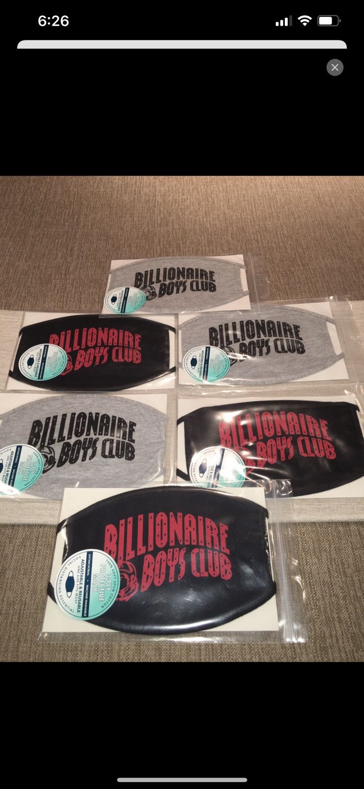 Billionaire Boys Club Billionaire Boys Club “ Black & Red Face mask” Size ONE SIZE - 1 Thumbnail