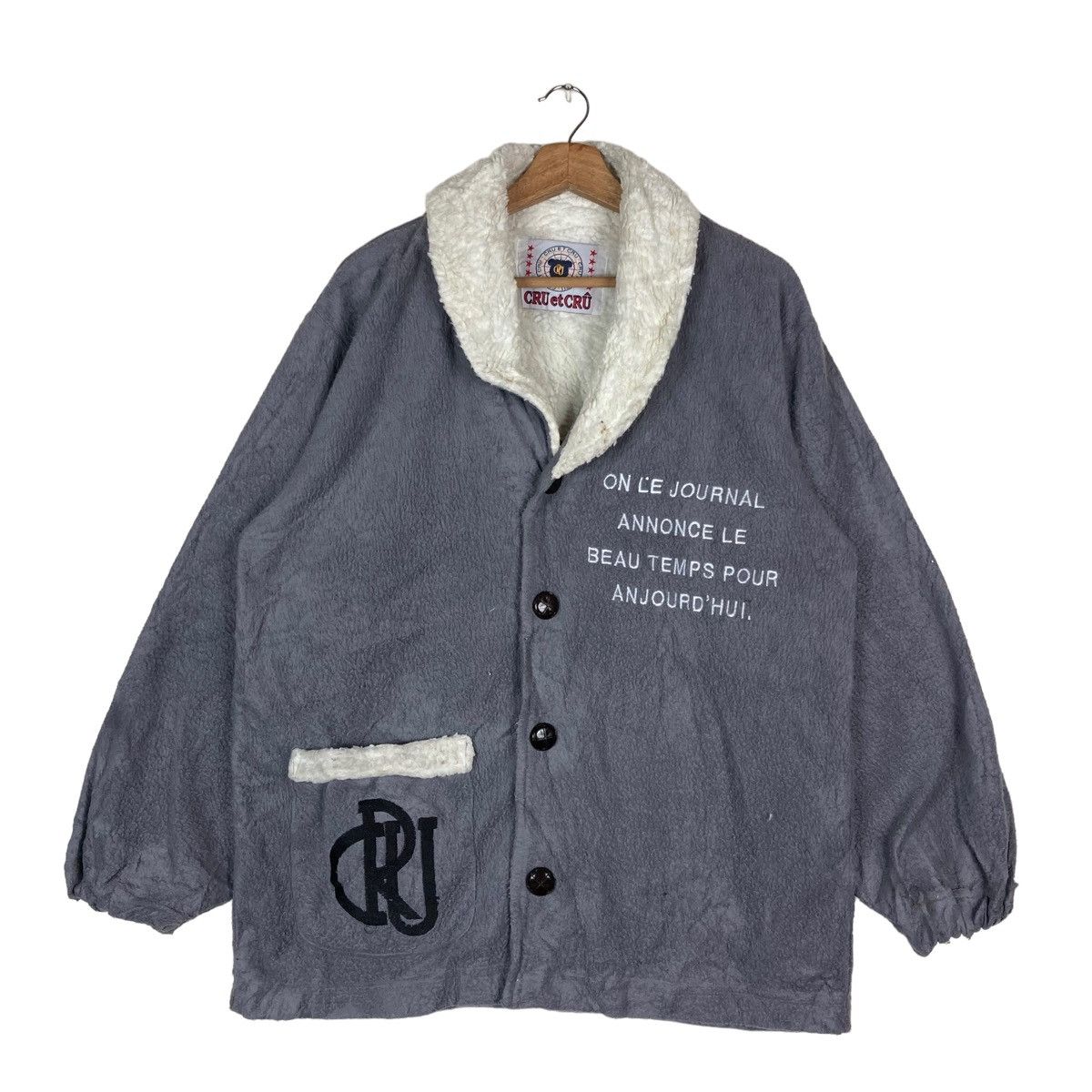 Vintage Vintage CRU et CRU Single Pocket Button Up Fleece Jacket Size US M / EU 48-50 / 2 - 1 Thumbnail