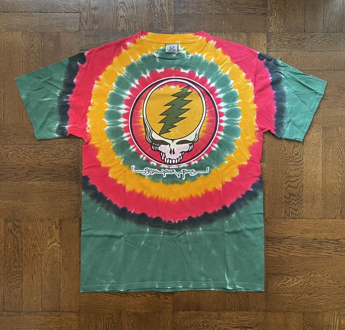 image of Vintage Liquid Blue Grateful Dead Tie Dye T Shirt Y2K Tee in Tie/Dye, Men's (Size Large)