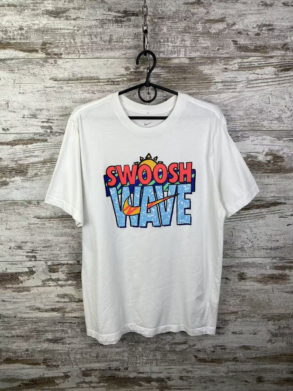 Nike × Vintage Mens Vintage distressed Nike T-shirt rare tee y2k big logo Size US M / EU 48-50 / 2 - 1 Thumbnail