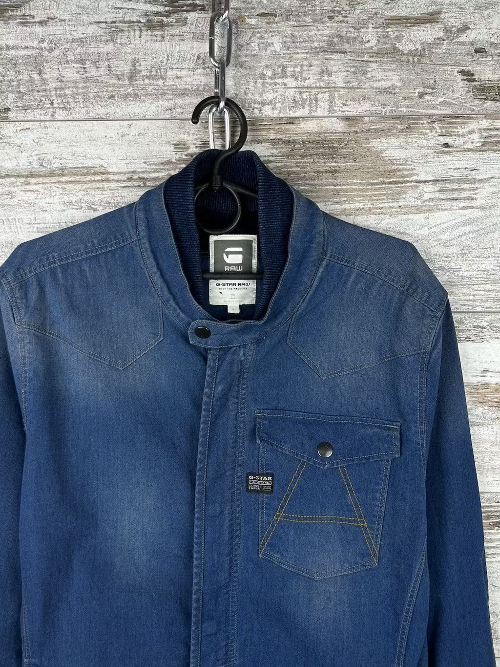G-Star × Vintage Mens G Star Raw Denim Jacket overshot streetwear y2k Size US L / EU 52-54 / 3 - 2 Thumbnail