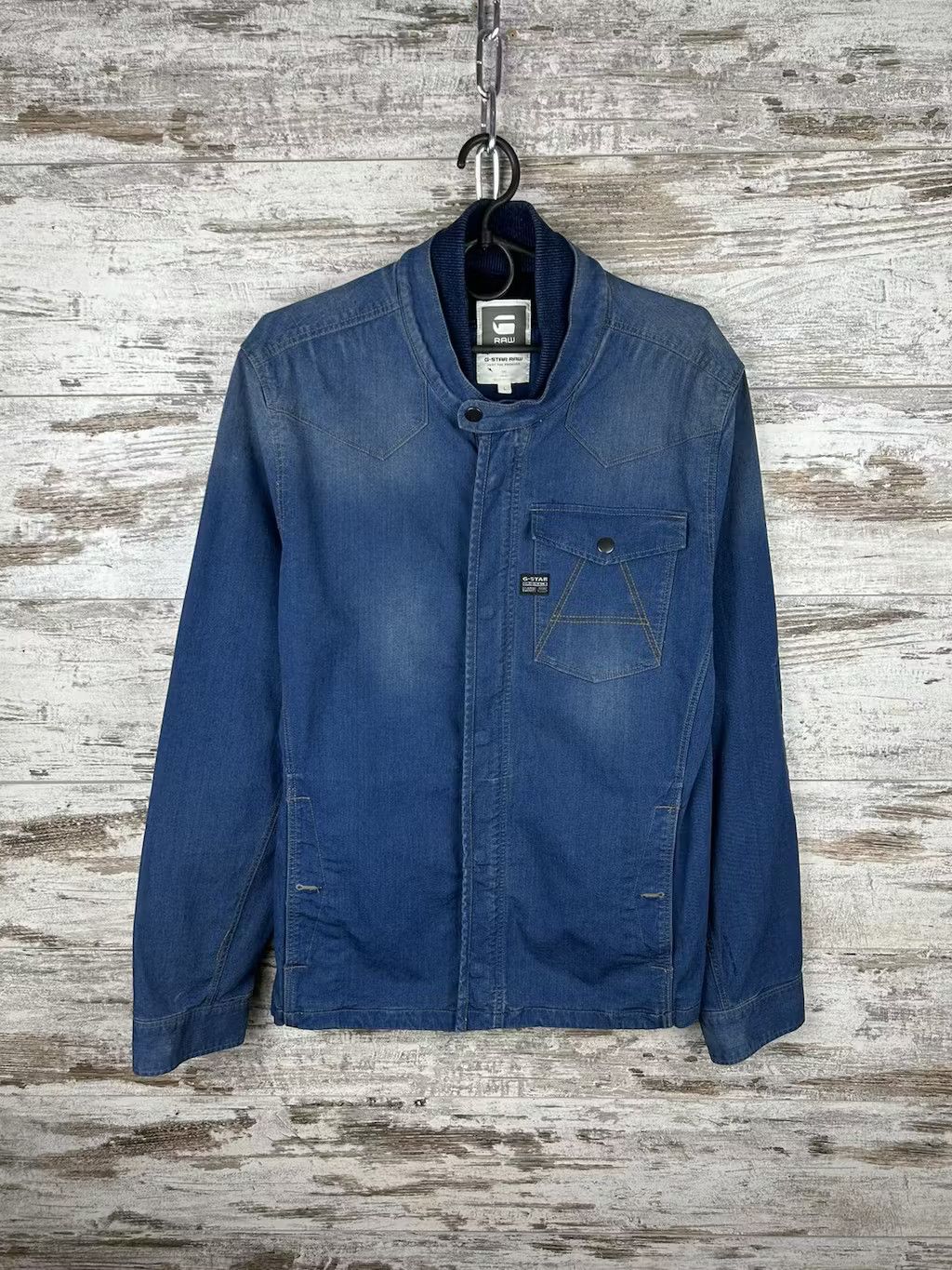 G-Star × Vintage Mens G Star Raw Denim Jacket overshot streetwear y2k Size US L / EU 52-54 / 3 - 1 Thumbnail