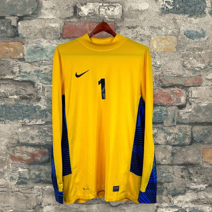 Nike Nike Soccer Jersey Electric Yellow Royal Blue Long Sleeve 1 Grailed