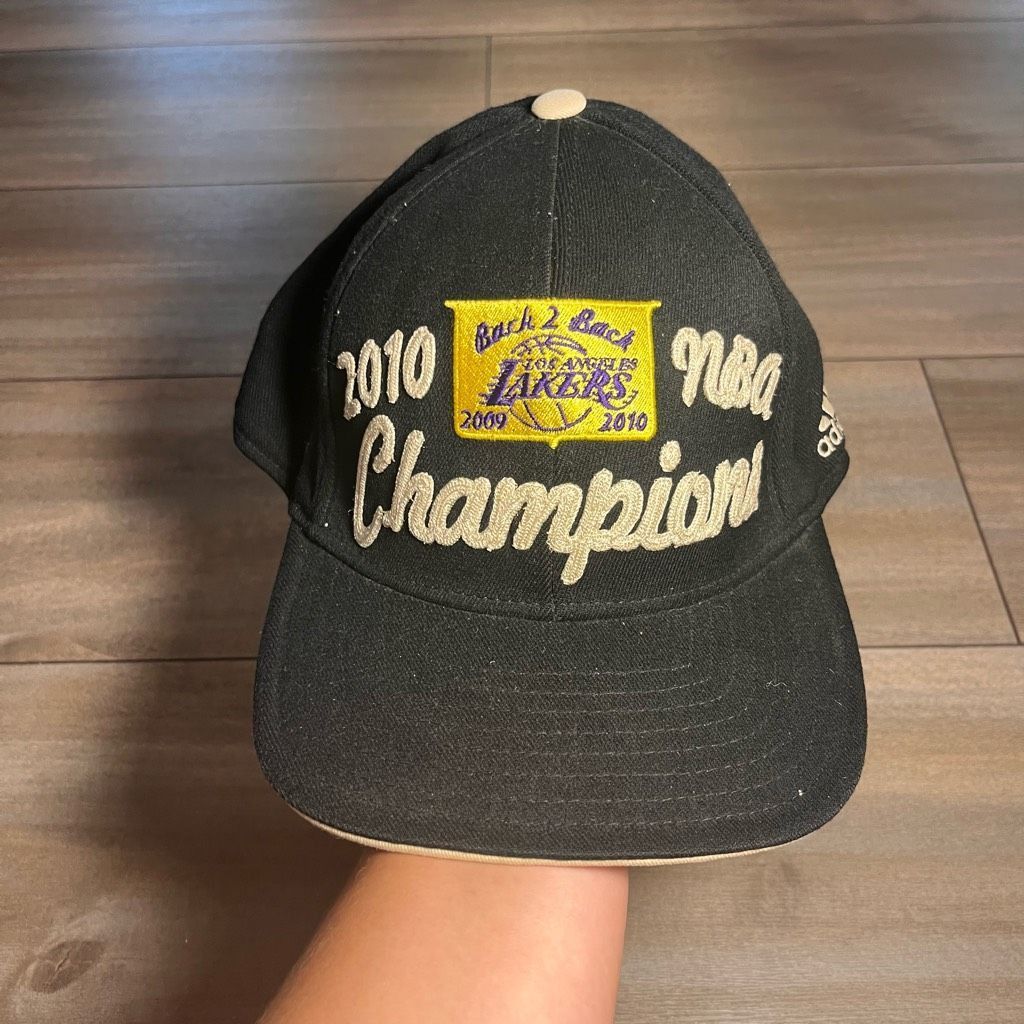 Vintage Adidas Lakers 2010 Back To Back NBA Championship hot Hat New