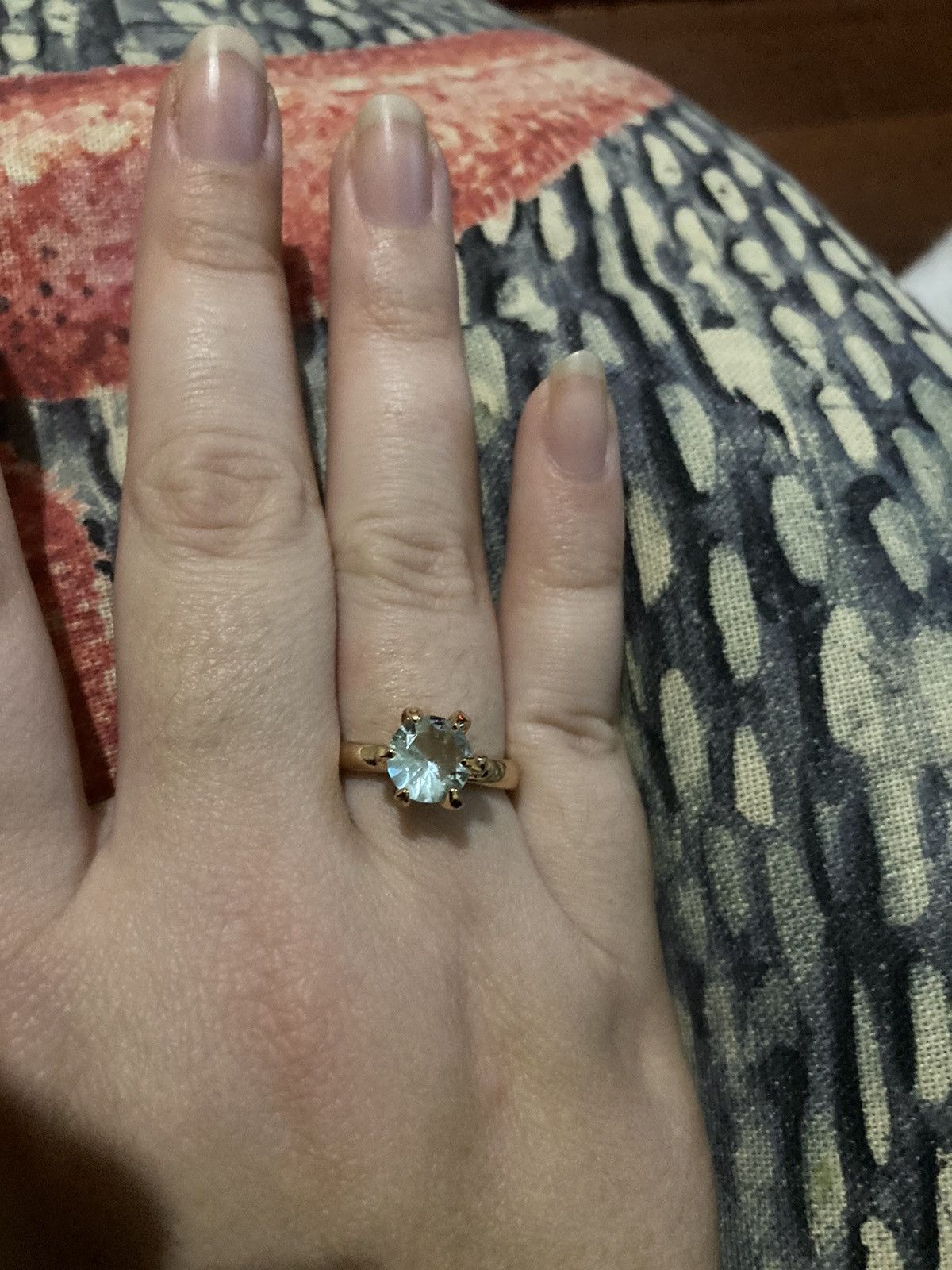 Jewelry Gold plated and light blue jewelled ring Size ONE SIZE - 1 Thumbnail