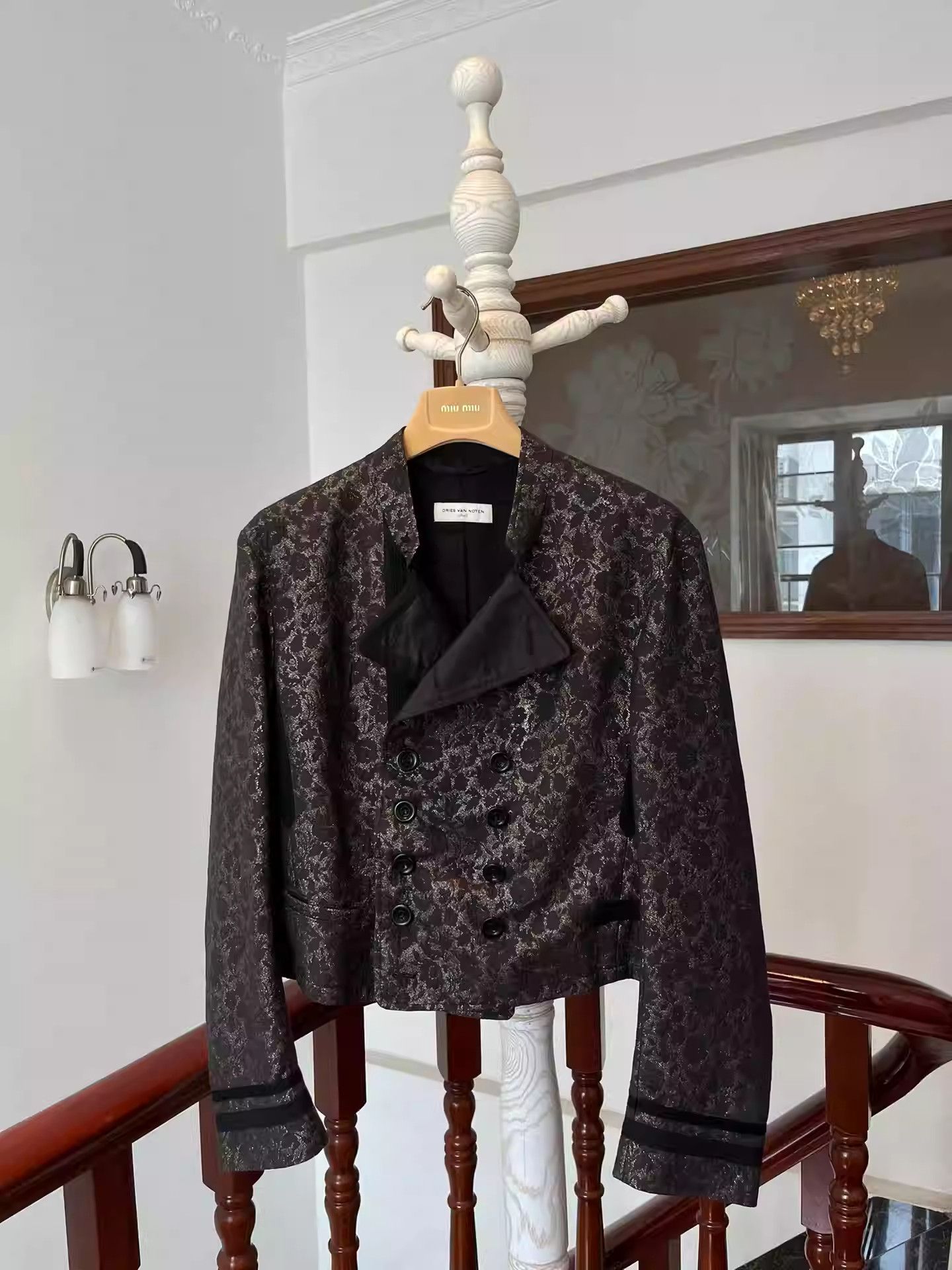 dries van noten show vintage floral jacquard jacket