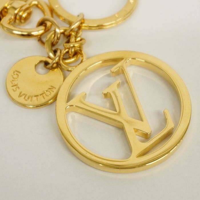 Louis Vuitton Bag Charm Lv Circle Key Chain Ring Gp Gold Hardware