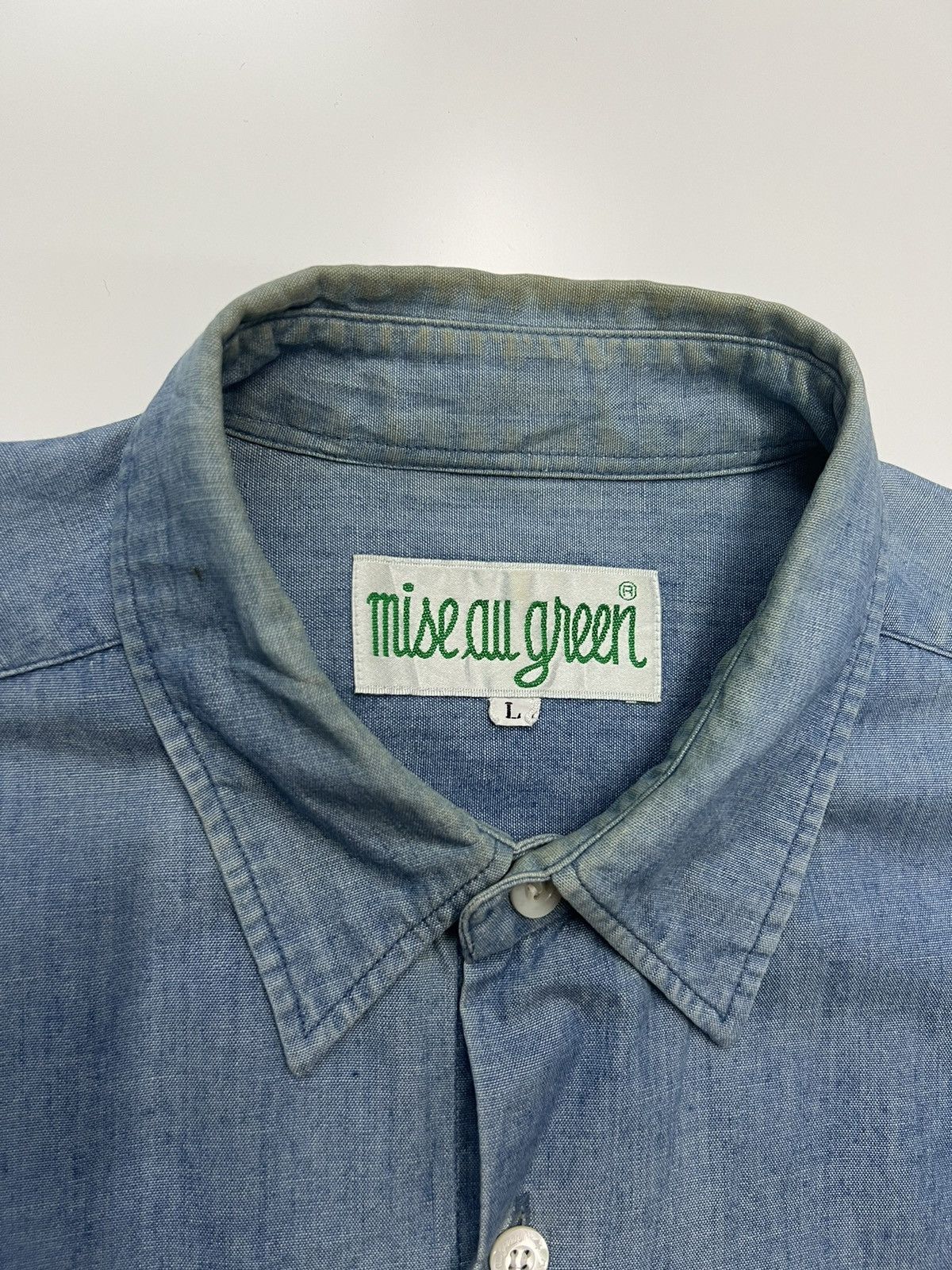 Japanese Brand × Vintage 🔥MISE ALL GREEN SHIRT ENBROIDERY Size US L / EU 52-54 / 3 - 7 Thumbnail