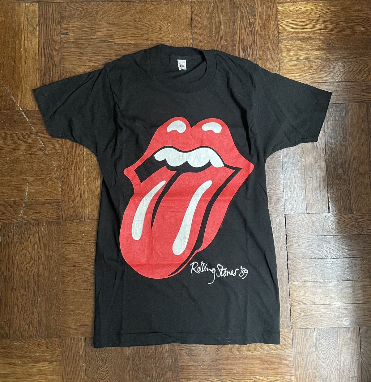 image of Brockum x The Rolling Stones Vintage Rolling Stones 1989 Tour T Shirt 80's - 90's in Black (Size Me