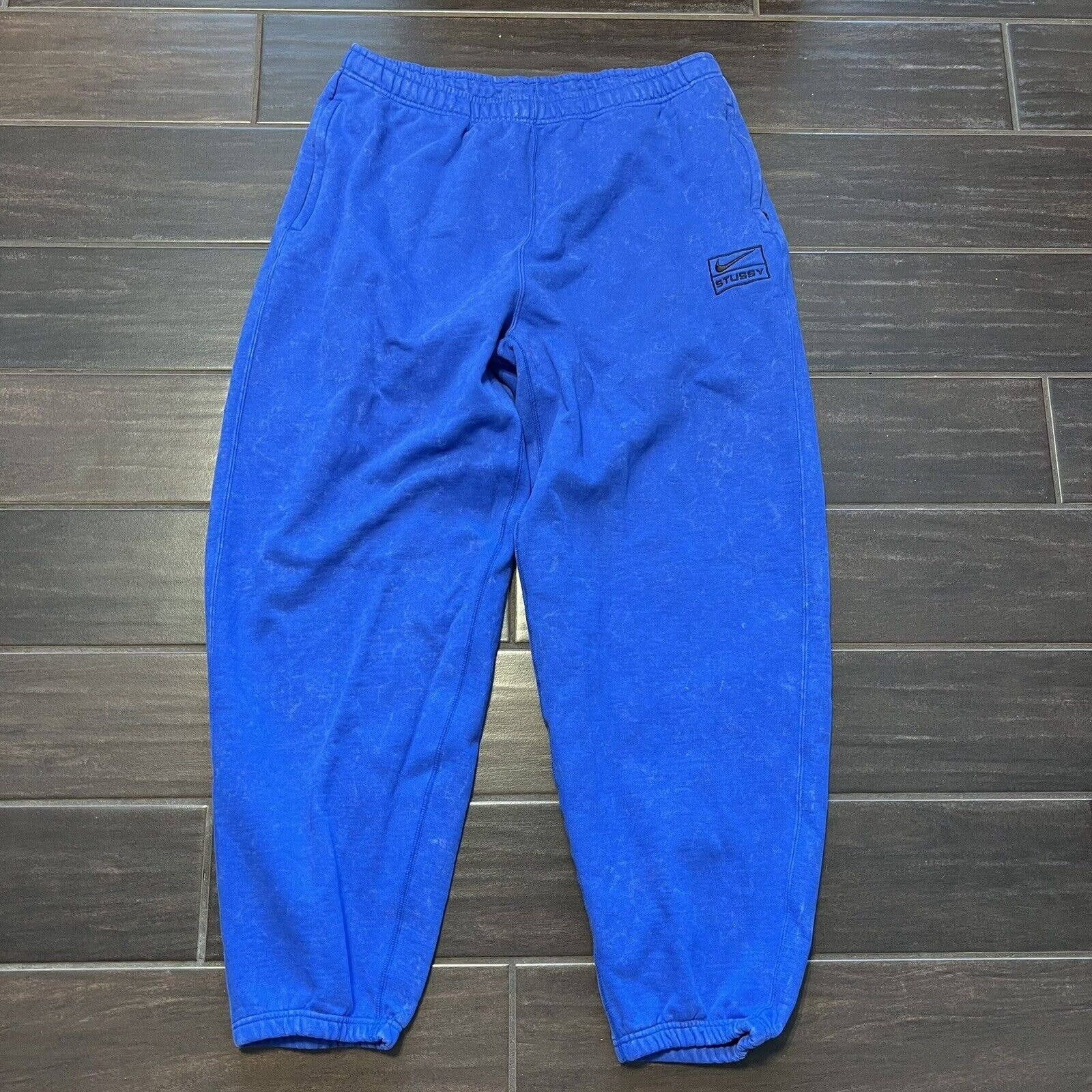 Nike Stussy Nike Acid Wash Fleece Sweatpants Royal Blue Size XL | Grailed