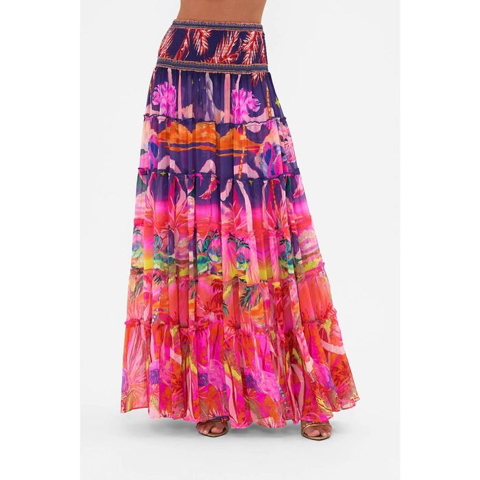 CAMILLA Sheer Tiered Maxi Skirt In Flight Of The Flamingo | Grailed