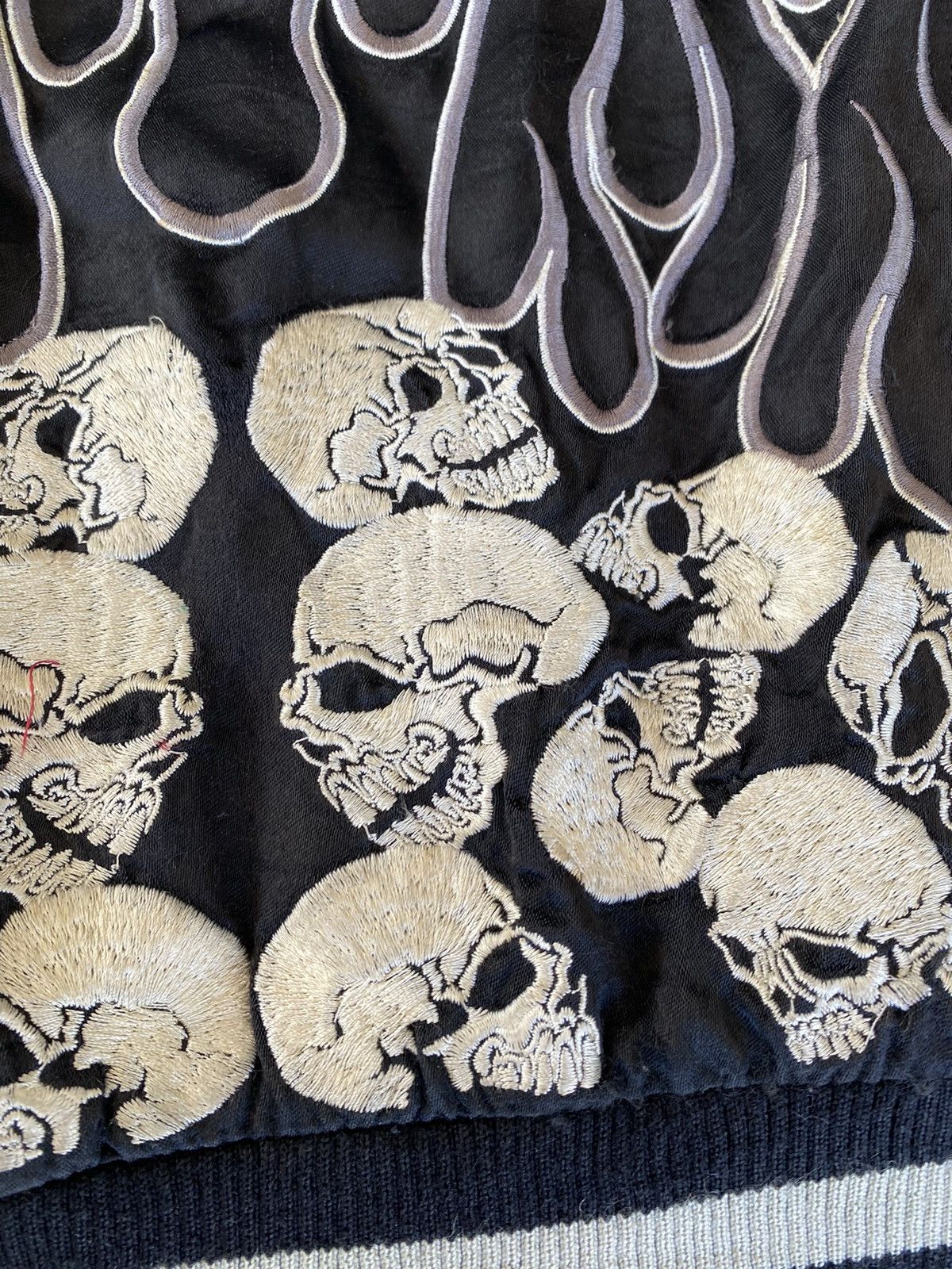 Japanese Brand Vtg Skull and Fire Flame embroidered Reversible Back Street Size US L / EU 52-54 / 3 - 11 Thumbnail